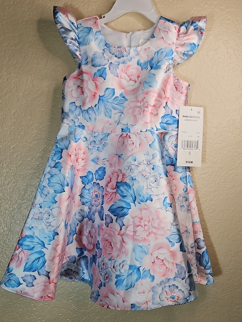 Rare Editions Pink and Blue Floral Party Dress  - Size (5)